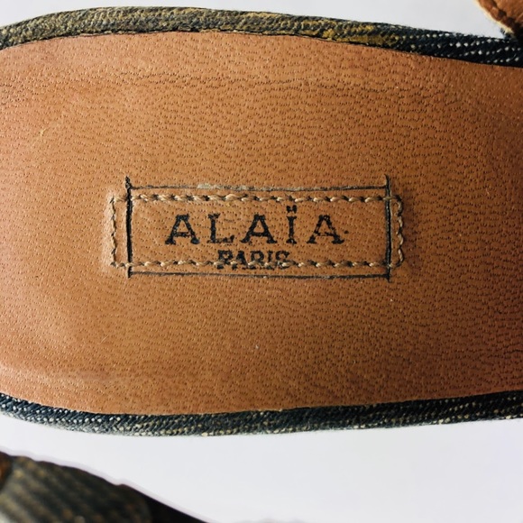👋🏾SOLD👋🏾authentic ALAÏA blue demim wrapped platform wedges - Picture 2 of 8